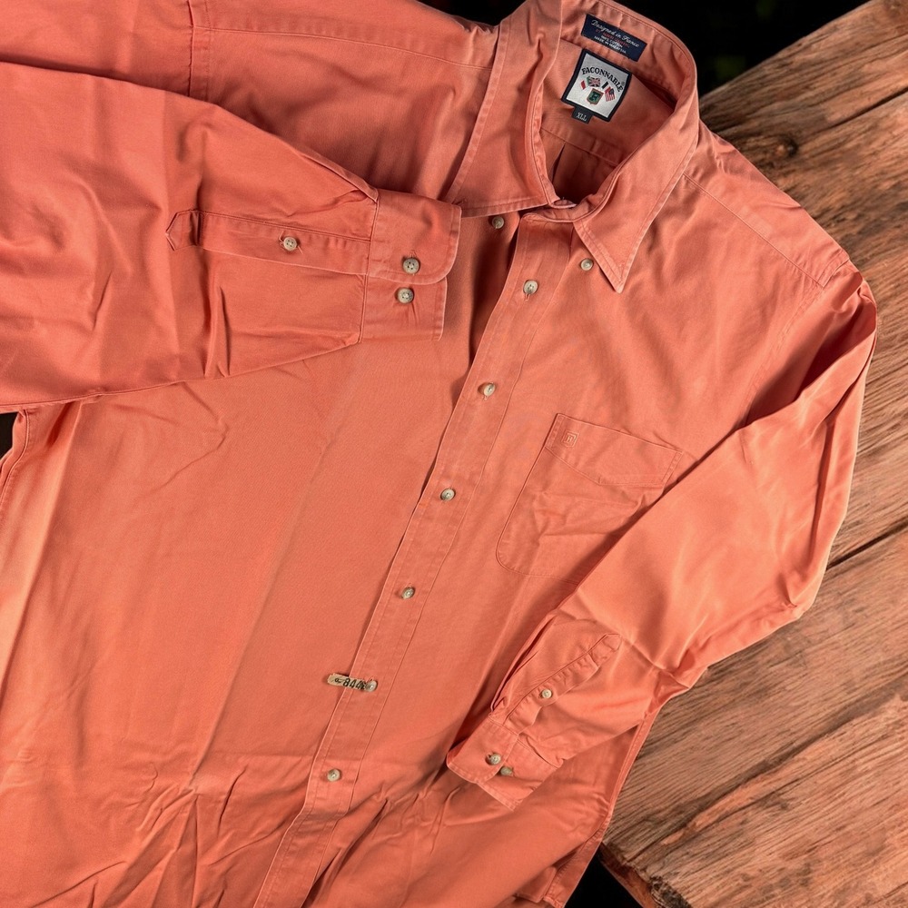 Faconnable Shirt Men‎ XLLPoint Collar Fade Coral Salmon Albert Goldberg Long